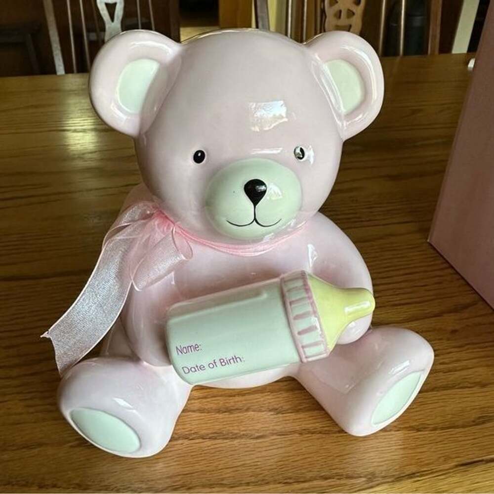 Burton + Burton Ceramic Teddy Bear Piggy Bank Girl Baby Shower
